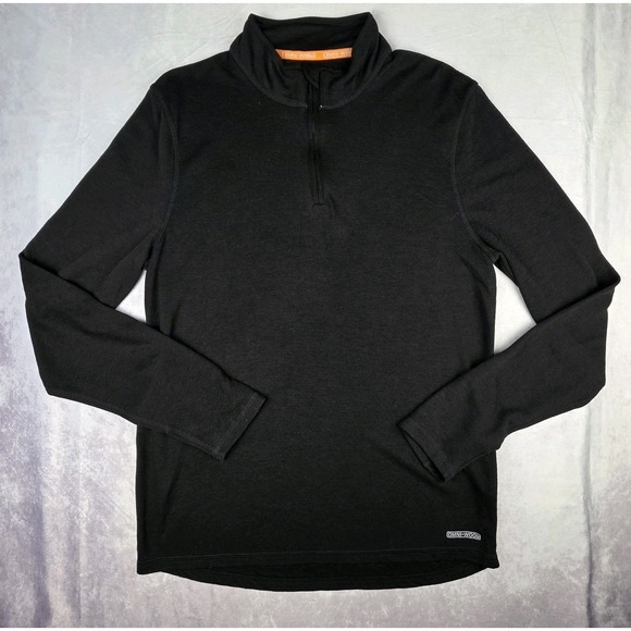 Omni-Wool Other - Omni-Wool Shirt Mens XL Black Wool Blend Quarter‎ Zip Long Sleeve Thumb Holes